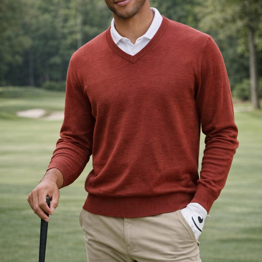 Merino Wool Blend Knit Golf Sweater Governor’s Towne Club Logo Old Money